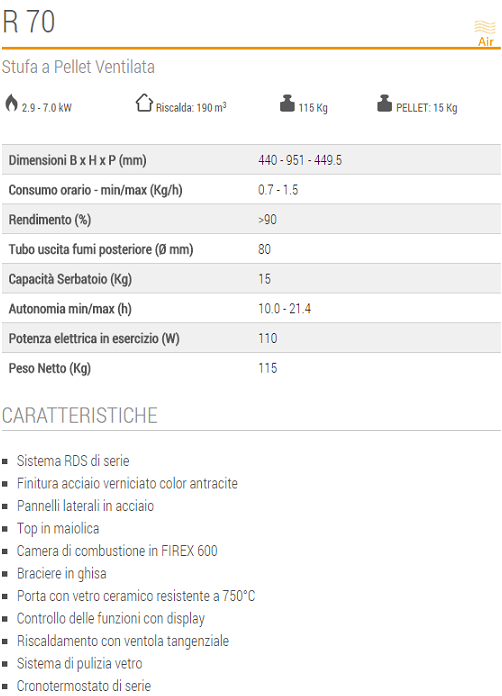 ravelli-r70-caratteristiche